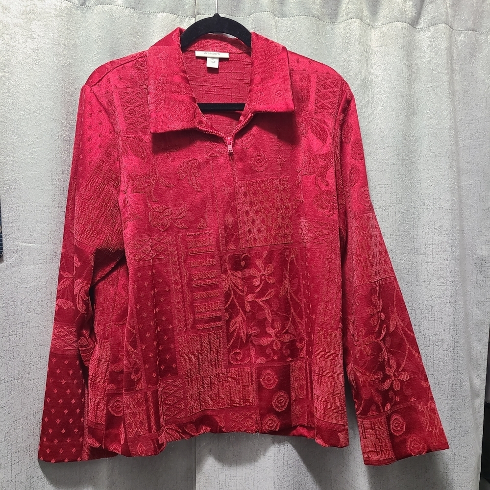 Dress Barn Red Textured Blazer Full Zip XL